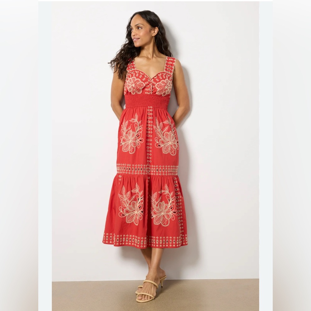 RAILS Fawn Eyelet Embroidered Smocked Waist Sundress EUC XS